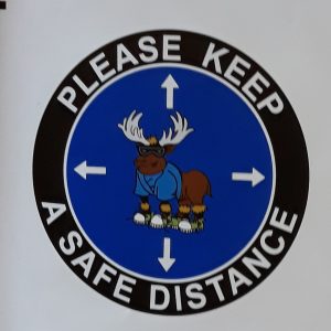 12″ Floor Sticker “Please Keep a Safe Distance”  Customized
