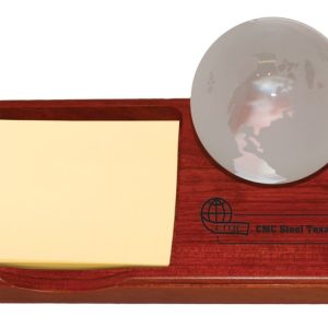 Wood Note Holder with Glass World Globe (Min order 25 or more)