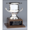 WINE COOLER NICKELPLATE Bucket w/Walnut Base