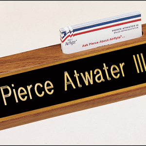 American Walnut Nameplate and Business Card Holder.