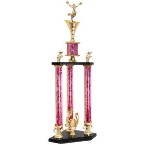 32 1/2″ Three-post Trophy with Column Risers, Two Figures – Your Choice of Trophy Figure! 7S2001