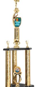 31 1/2″ Custom Graphic 3-Post Trophy – Your Choice of Trophy Figure 7S2601
