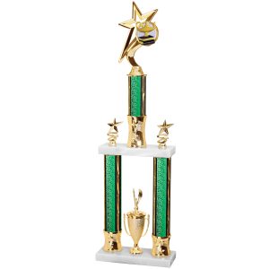 24 1/2″ Two-post Trophy with Cup Riser – Your Choice of Trophy Figure 7S3701