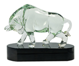 Clear Art Glass Bull – 7 1/2″
