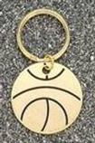 1 1/2″ Gold Basketball Brass Keychain