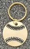 1 1/2″ Gold Baseball/Softball Brass Keychain