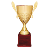 Metal Cup Trophy on Rosewood Base (3 sizes, gold or silver)