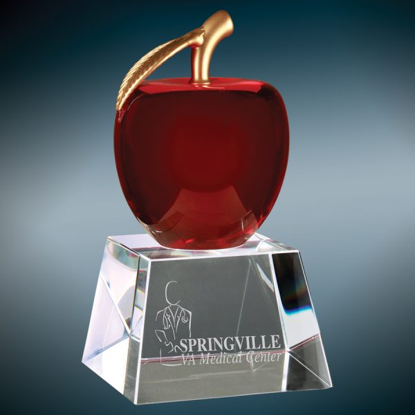 Red Crystal Apple with Clear Base 6"