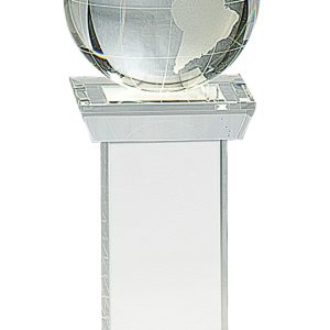 Crystal Globe on Clear Pedestal, 8″