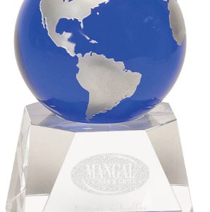 Blue Crystal Globe on Clear Crystal Base (2 sizes)