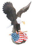16″ Hand Painted Eagle Resin with Flag