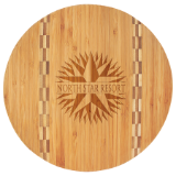 GFT023 – 9 3/4″ Round Bamboo Cutting Board with Butcher Block Inlay