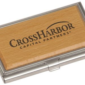 Silver/Wood Business Card Holder