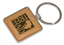 Silver/Wood Laserable  Keychain