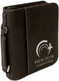 7 1/2″ X 10 3/4″ Black/silver Leatherette Book/bible Cover With Handle & Zipper