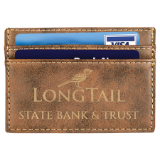 4″ x 2 3/4″ Rustic/Gold Laserable Leatherette Wallet Clip