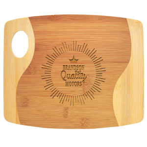 Bamboo Two Tone Cutting Board with Handle 9″ x 11″ x 5/16″