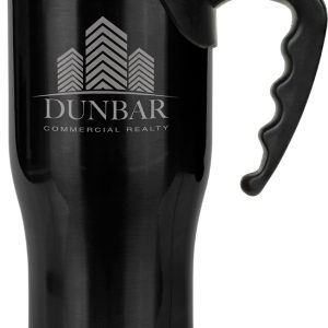 14 oz. Black Laserable Stainless Steel Travel Mug with Handle