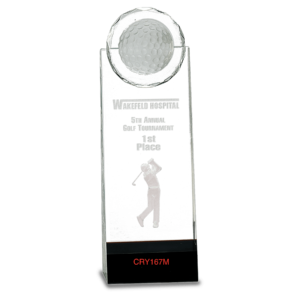 Clear/Black Crystal Standup with 3D Golfer