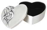 4″ X 4″ 2-tone Brushed/shiny Silver Finish Hearts Box