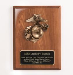 9 X 12 Walnut Plaque with Marine Corps Emblem USMC