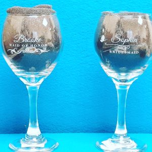 Wedding Glassware – Custom lasered Wine Glassware