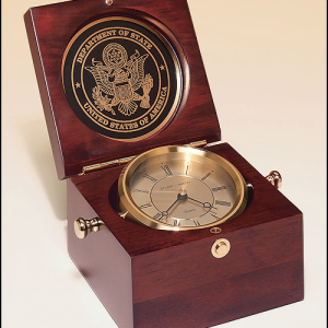 Captain’s Clock with Solid Brass Housing in Mahogany Finish Case