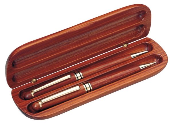 Rosewood Box With Pen & Pencil