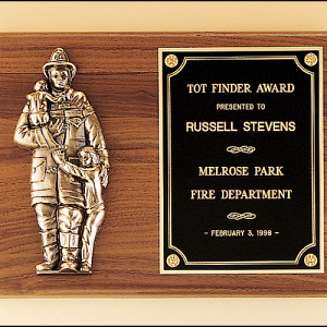 9″ x 12″ Walnut Plaque with Bronze Fireman Casting