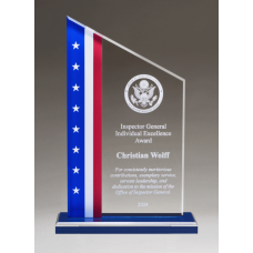 Zenith Series Clear Acrylic Award with American Flag Design by Airflyte