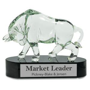 7 1/2″ Clear Art Glass Bull