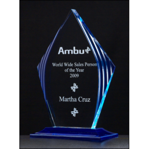 Diamond Acrylic Award with Blue Accent