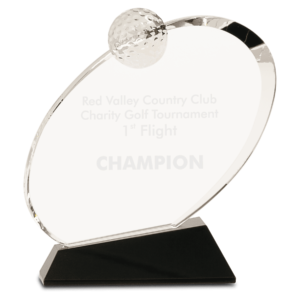 Clear Crystal Oblong Golf Award on Black Crystal Base