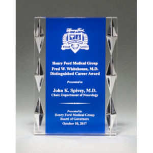 Acrylic Award with Blue Background and Jewel Accents