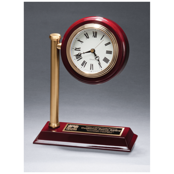 Rail Station Style Desk Clock on Rosewood Finish by Airflyte