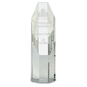 Clear Octagon Slant-Top Crystal Tower