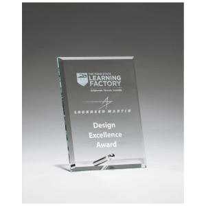Clear Glass Award with Silver Plated Easel Post - 3 Sizes