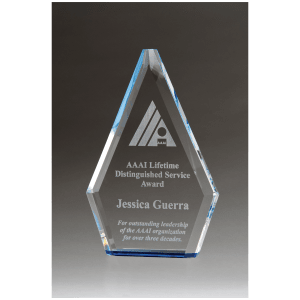 Blue Flame Clear Crystal Award with Blue Accent - 3 sizes