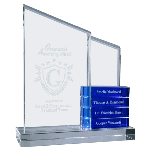 Crystal Perpetual Standup Plaque with 4 Crystal Blocks