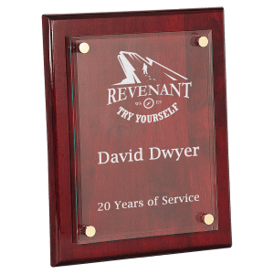 Rosewood Piano Finish Floating Glass Plaque - 8" x 10"