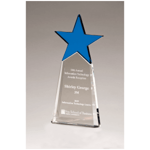 Crystal Star on Clear Crystal Base - Red & Blue